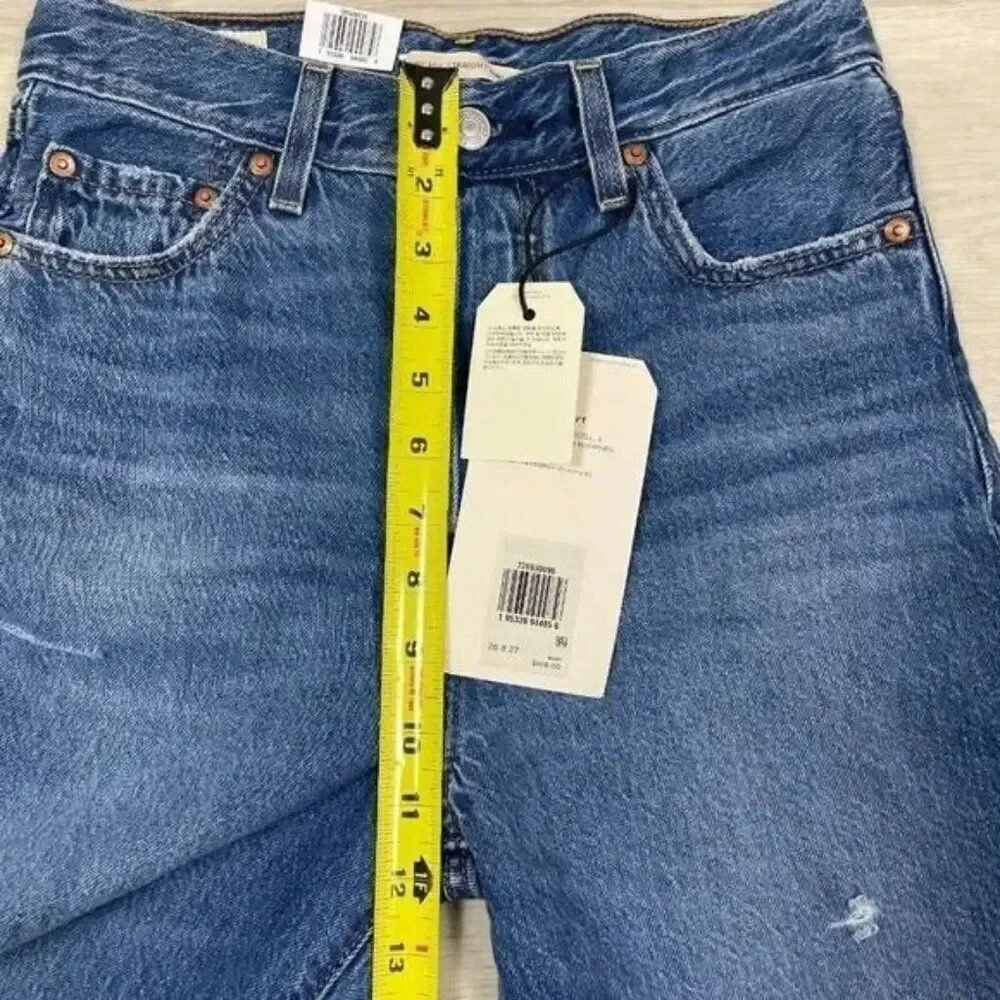 Levis Ribcage Straight Ankle Jeans Womens 26x27 Medium‎ Wash 726930090